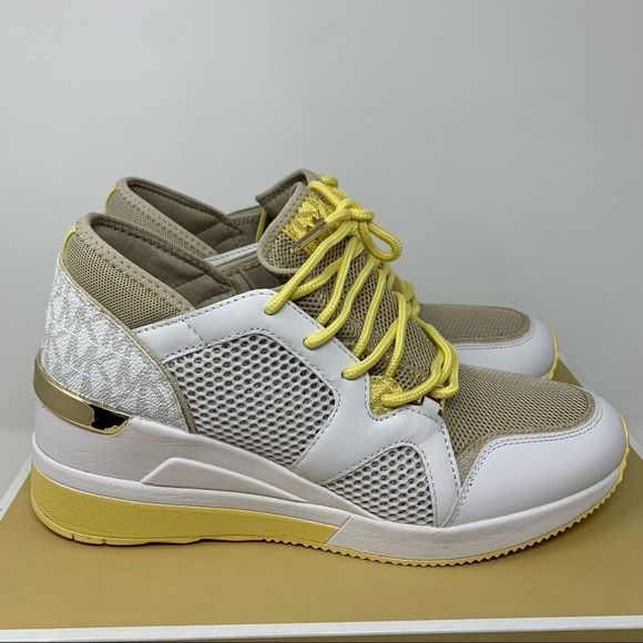 Michael Kors White and Gold Women's Sneakers - Picture 4 of 12